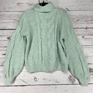 Hippie Rose Juniors Cable Knit Turtleneck Sweater